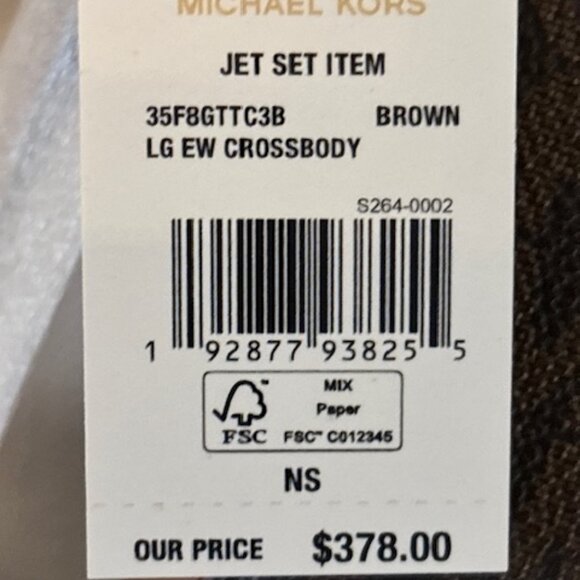 Michael Kors Jet Set East West Crossbody Brown 35F8GTTC3B NWT MSRP $378 - Picture 5 of 5